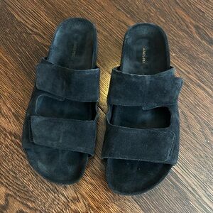 James Perse Men’s Double Strap Suede Slide Sandals